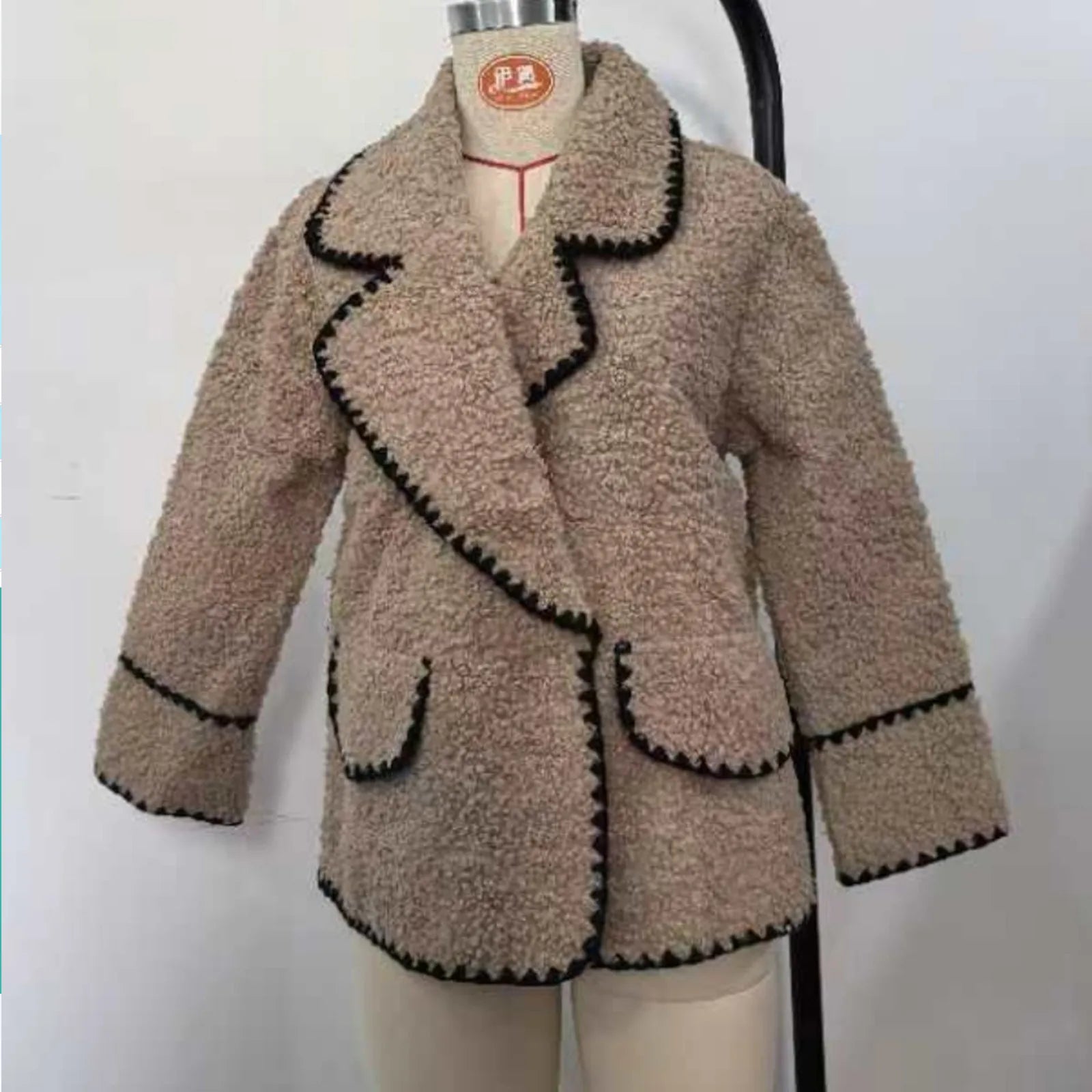 Contrast Plush Coat